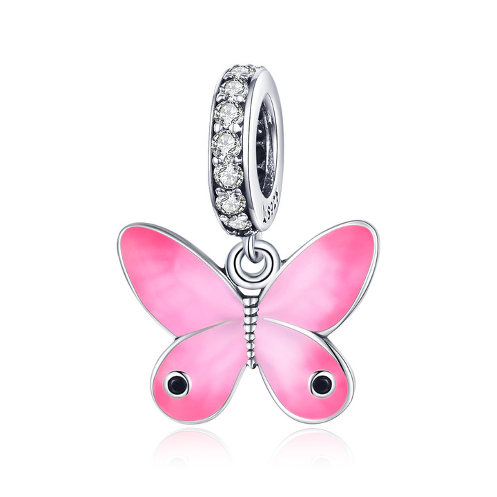 Pink Butterfly Dangle Charm