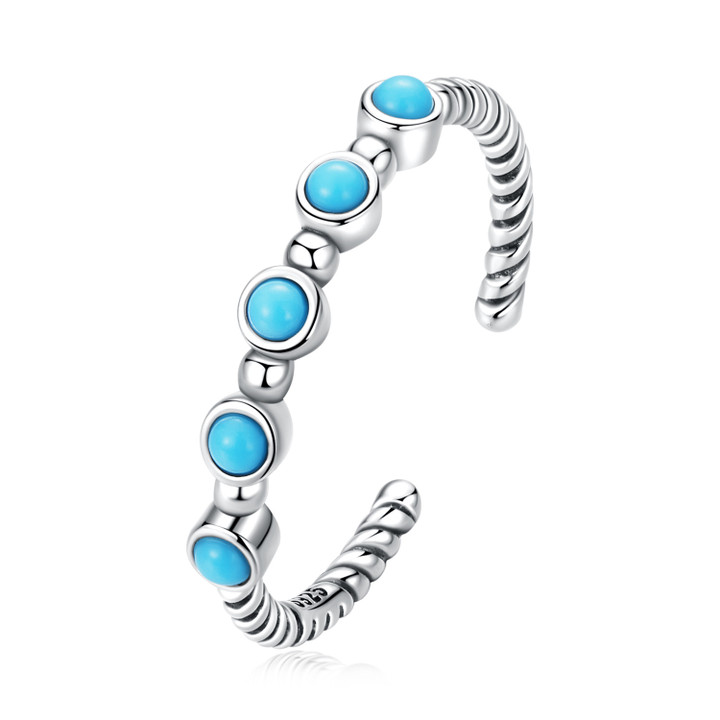 Turquoise Twist Open Ring