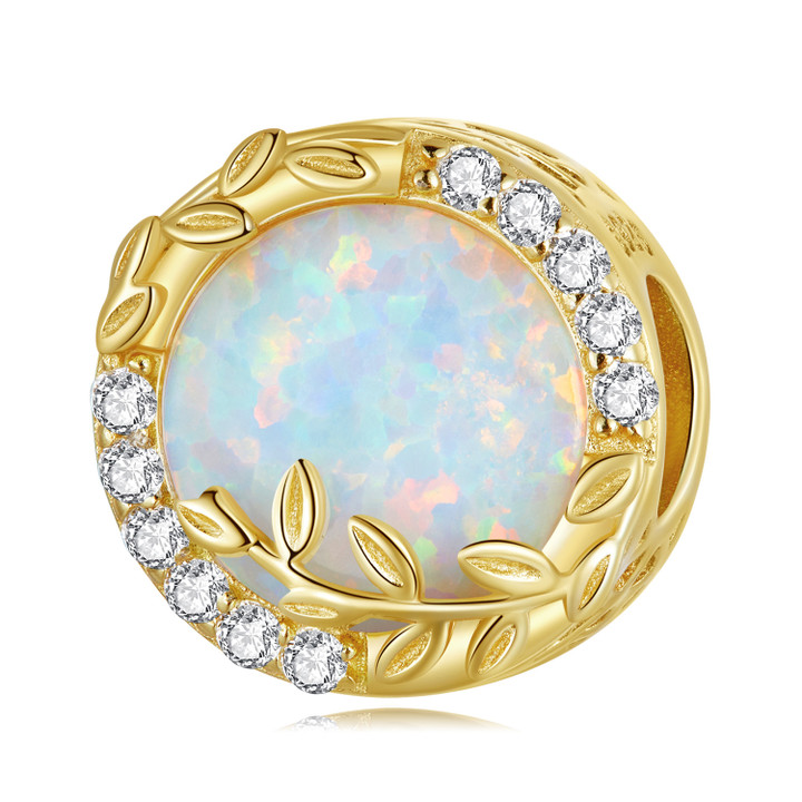 Opal Leaf Hanging Bead Charm