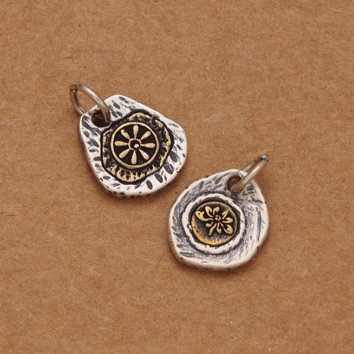 Retro DIY Bead Jewelry Accessories Pendant, 925 Sterling Silver Wheel of Fortune Lotus Pendant, DIY Jewelry Accessories