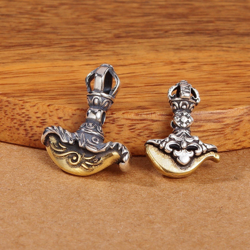 Retro DIY Bead Jewelry Accessories Pendant, 925 Sterling Silver Vajra Pendant, DIY Jewelry Accessories