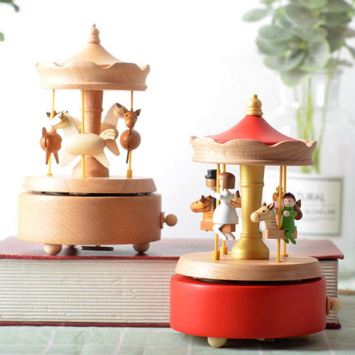 Personalized Lifting Carousel Wooden Music Box