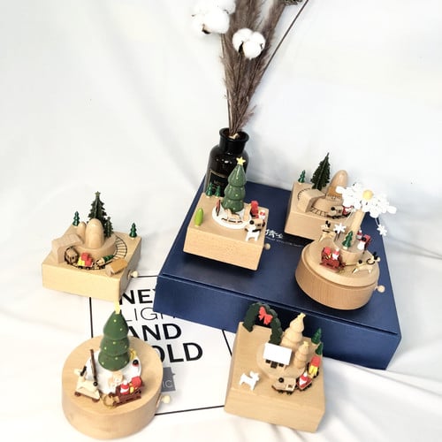 Personalized Christmas Tree & Train Wooden Music Box