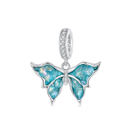 Blue Sparkling Butterfly Pendant Charm