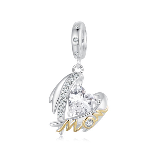 Mother's Day Heart Wing Pendant Charm
