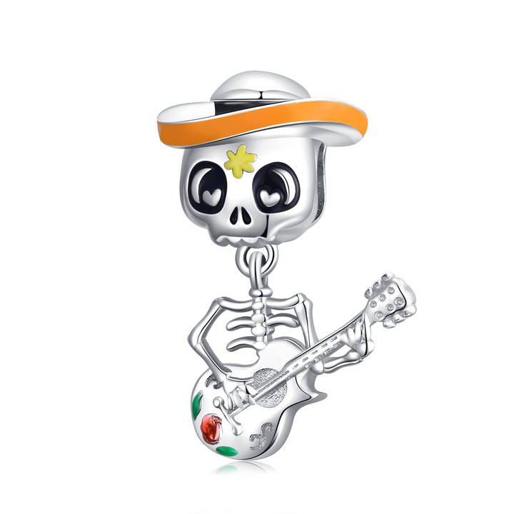 Skull Man with Guitar Charm