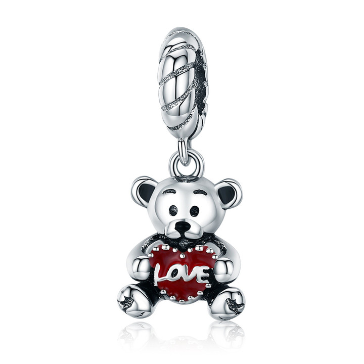 Bear Hugs Loving Heart Dangle Charm