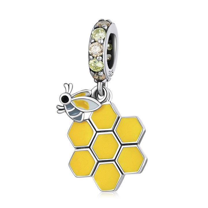 Honeycomb & Bee Pendant Dangle Charm