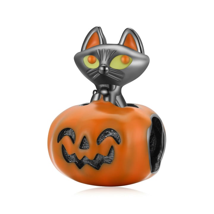 Pumpkin Black Cat Charm