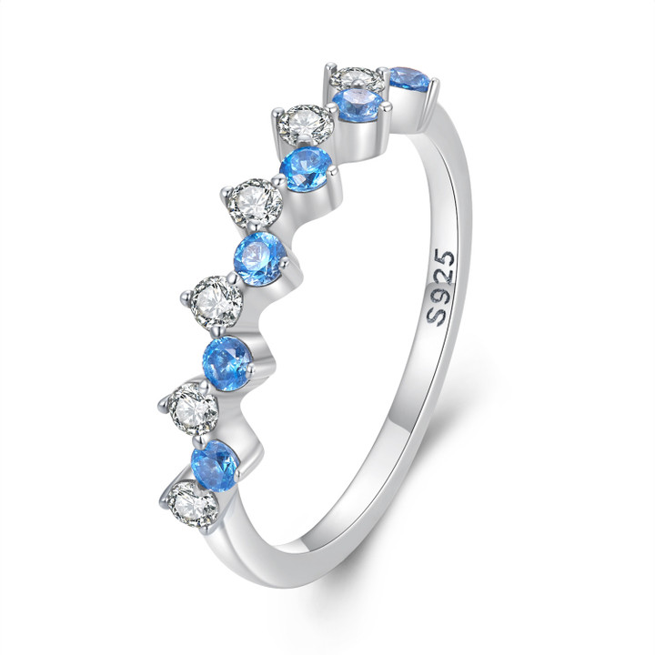 Classical Blue-White Zircon Ring