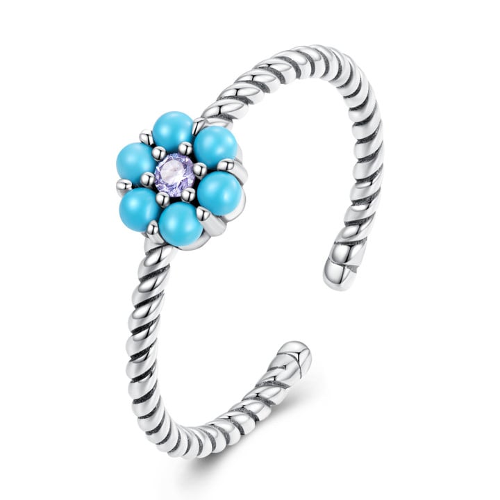 Turquoise Flower Opening Ring