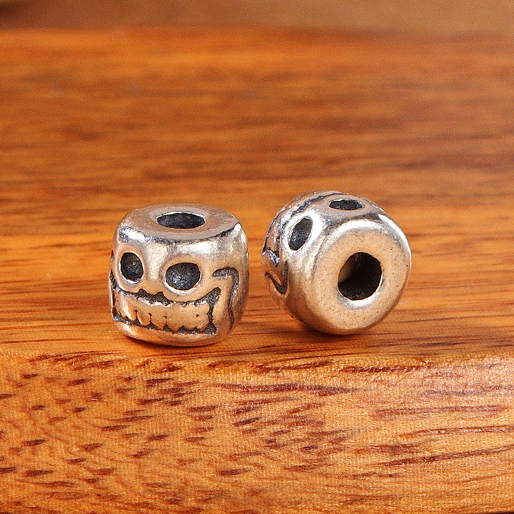 Retro DIY Bead Jewelry Accessories Spacer Beads, 925 Sterling Silver Skull Beads, DIY Jewelry Accessories