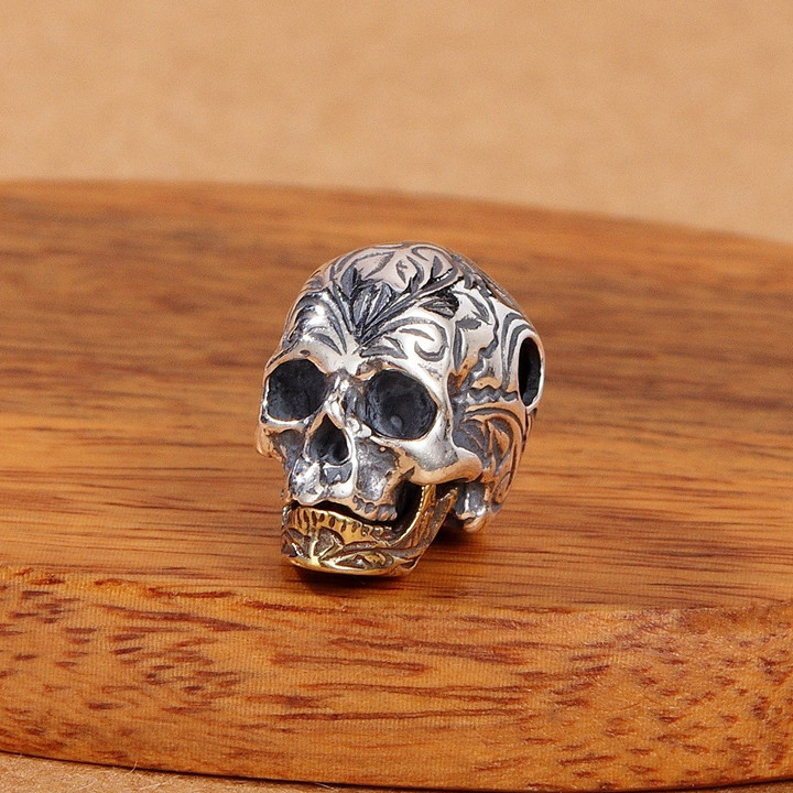 Retro DIY Bead Jewelry Accessories Spacer Beads, 925 Sterling Silver Skull Beads Pendant, DIY Jewelry Accessories