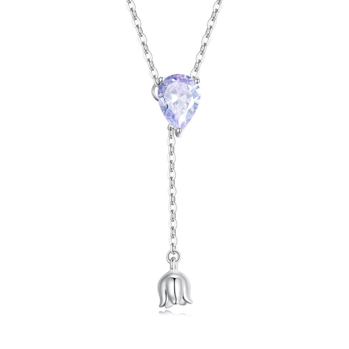 Purple Zircon & Lily of the Valley Necklace