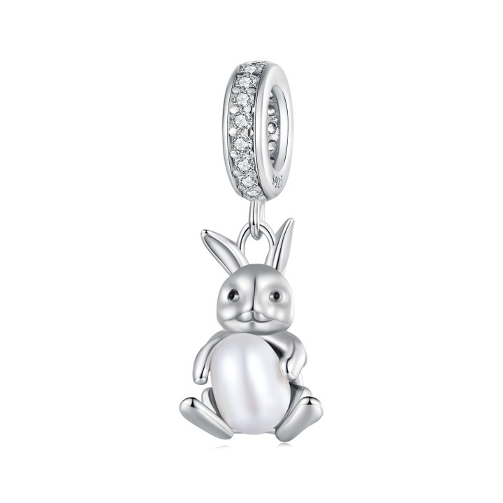 Rabbit with Pearl Dangle Charm