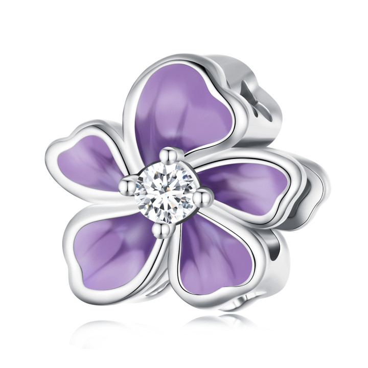 Purple Flower Bead Charm