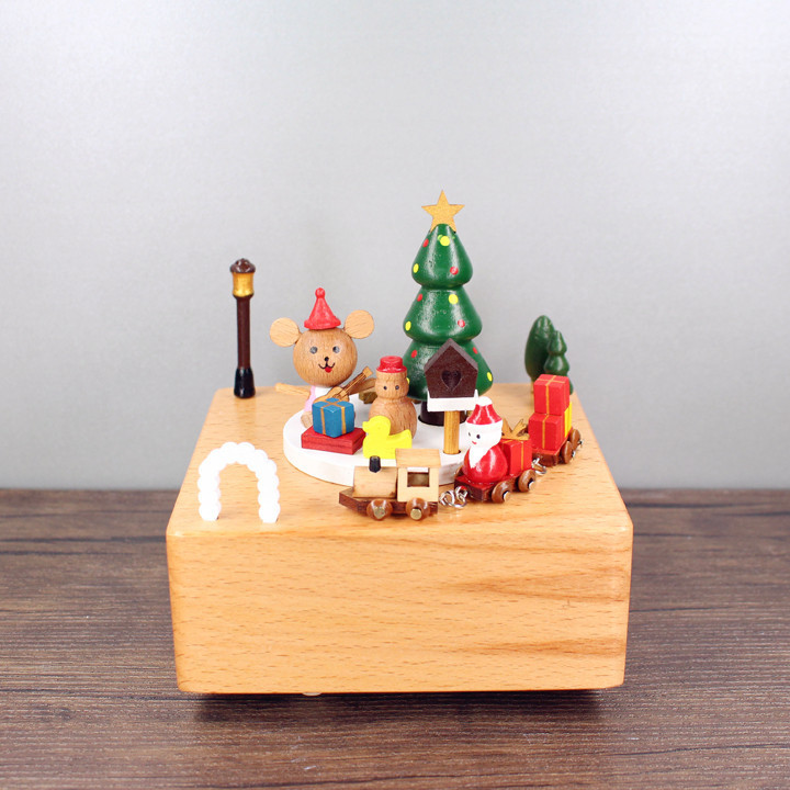 Little Bear Christmas Wooden Music Box, Gift for Boy, Gift for Kids