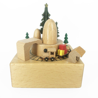 Personalized Christmas Tree & Train Wooden Music Box