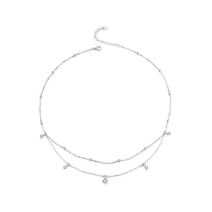 Double-Layer Tassel Moissanite Necklace