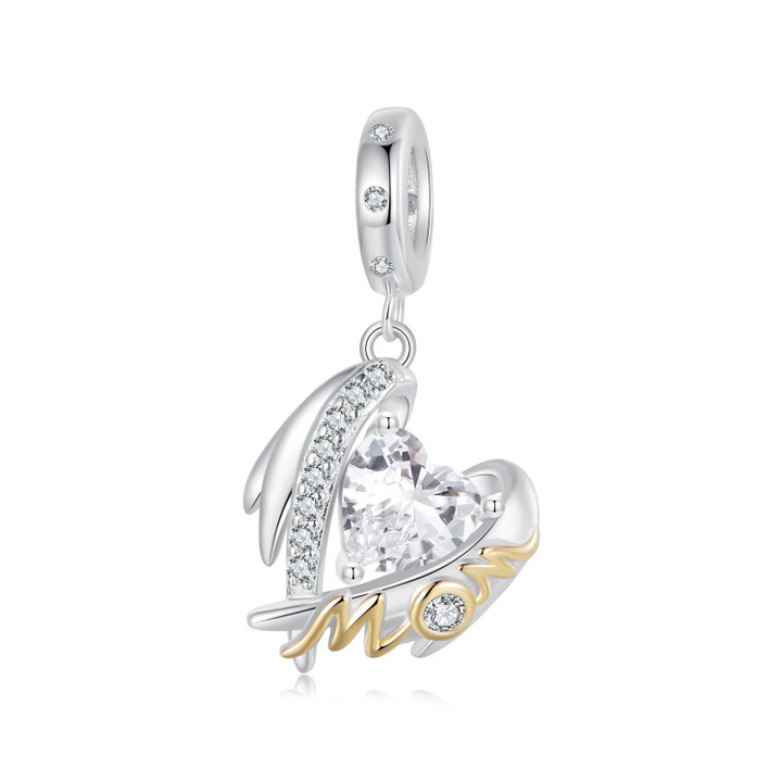 Mother's Day Heart Wing Pendant Charm