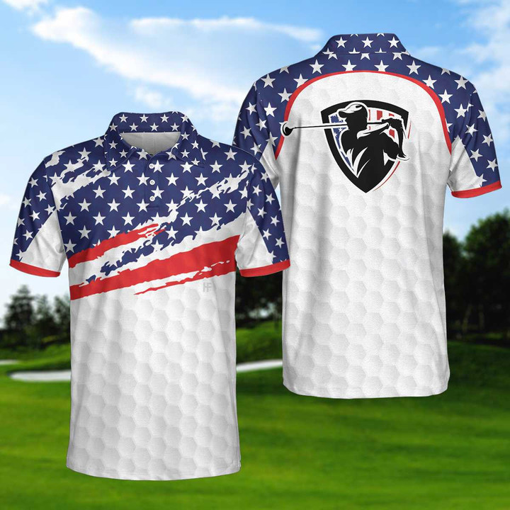 Golf American Flag Men Polo Shirt