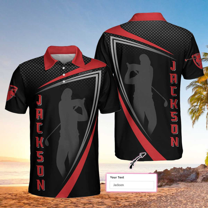 Personalized Red And Black Men Polo Shirt