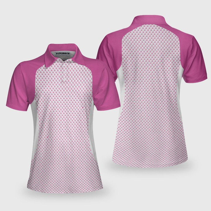 Pink Golf Balls Seamless Pattern Short Sleeve Women Polo Shirt