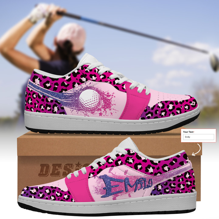 Personalized Leopard Golf Women AJ Low Top Shoes