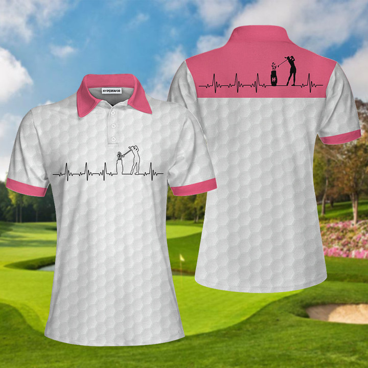 Golf Is My Heart Pink Golf Short Sleeve Women Polo Shirt