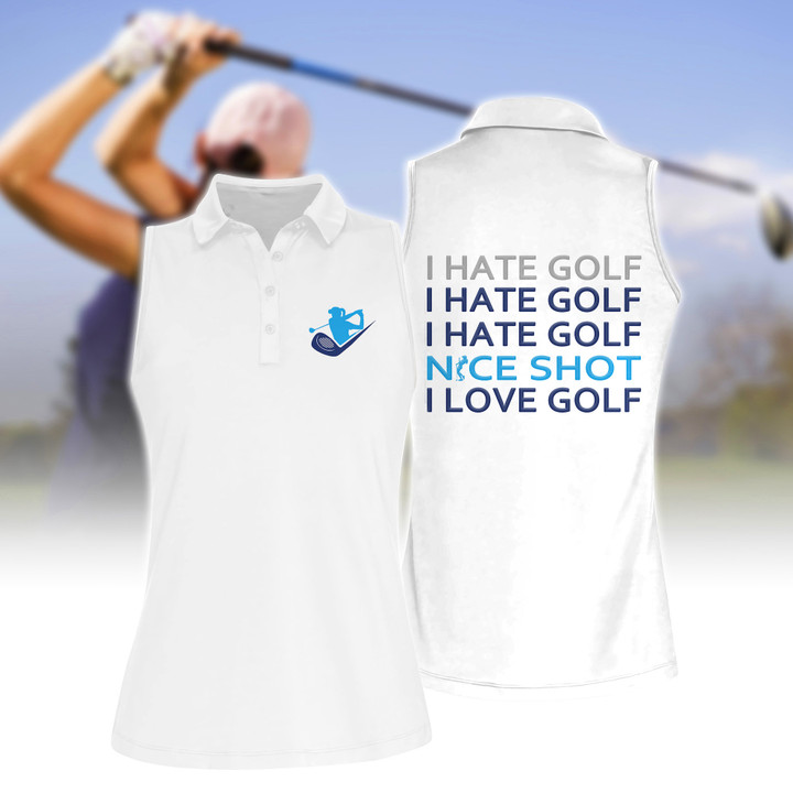 Nice Shot Golf Silhouette Women Short Sleeve Polo Shirt, Sleeveless Polo Shirt