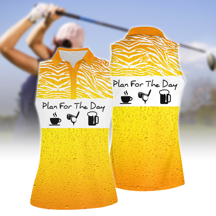 Coffee Beer Golf Plan Women Short Sleeve Polo Shirt, Sleeveless Polo Shirt