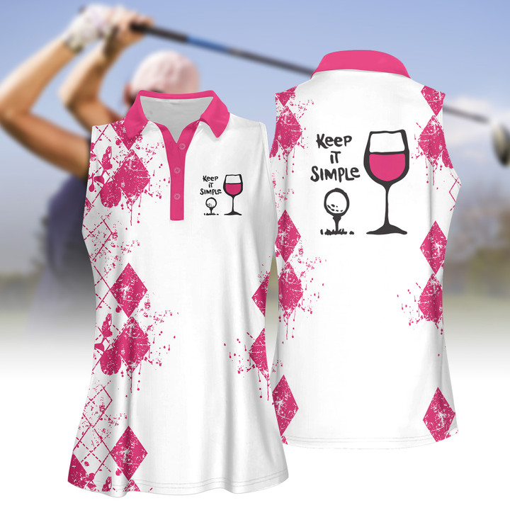 Keep It Simple Golf And Wine Women Short Sleeve Polo Shirt, Sleeveless Polo Shirt