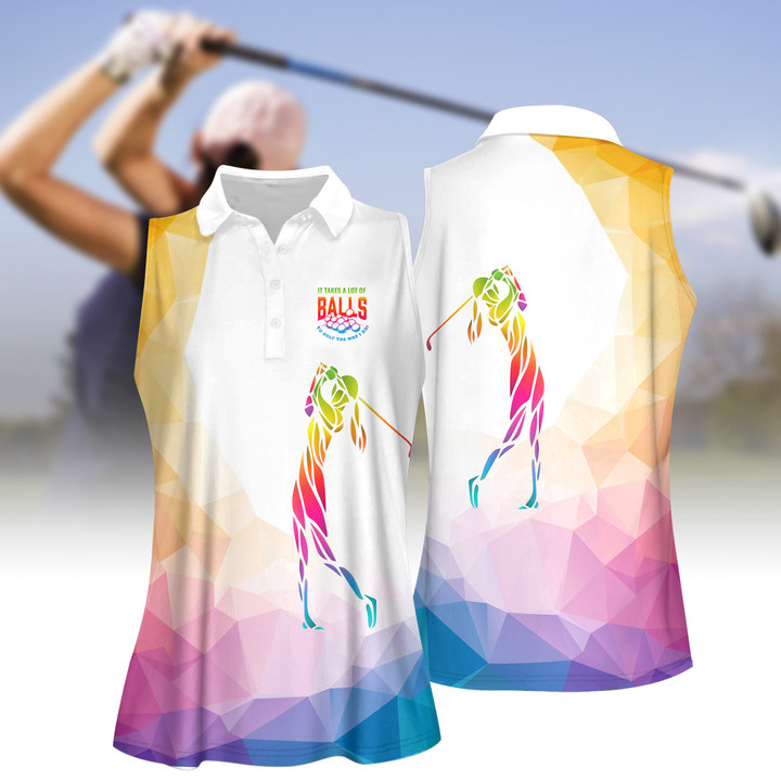 Golf Low-poly Style Women Short Sleeve Polo Shirt, Sleeveless Polo Shirt