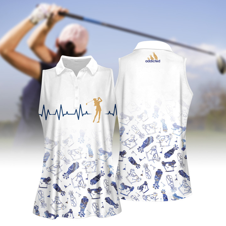 Blue Marble Heart Beat V3 Women Short Sleeve Polo Shirt, Sleeveless Polo Shirt