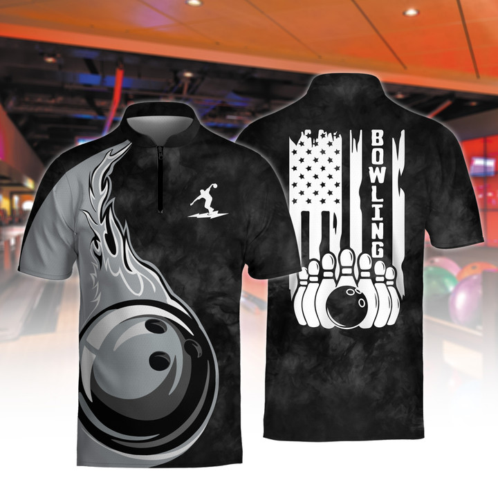 Tattoo Style American Flag Bowling Jersey V2