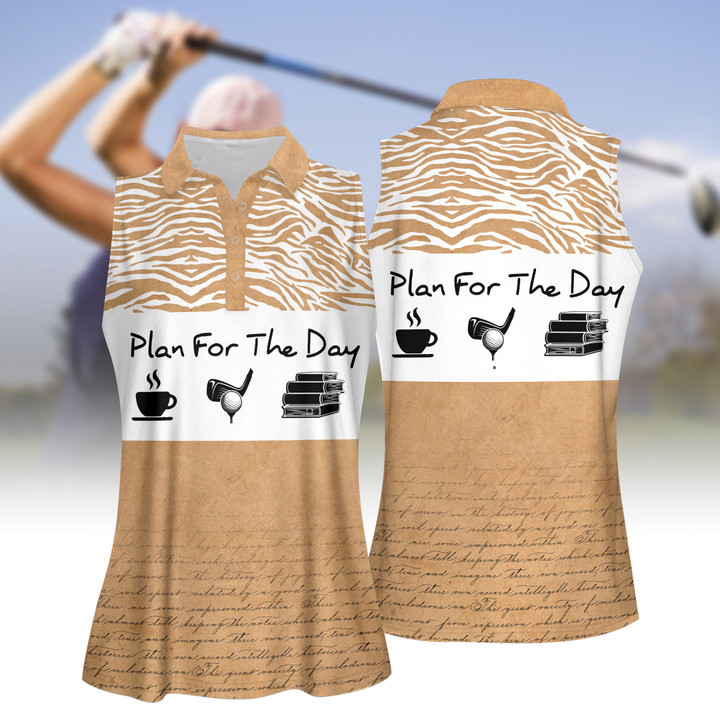 Plan For The Day Coffee Golf And Book V2 WOMEN SHORT SLEEVE POLO SHIRT, SLEEVELESS POLO SHIRT