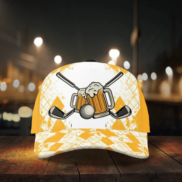 GOLF AND BEER ILLUSTRATION CAP