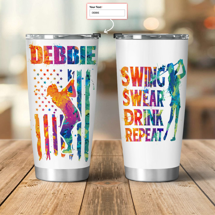 Personalized Swing Swear Drink Repeat Drinkware