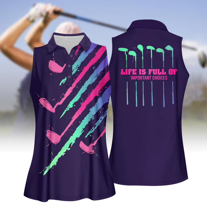 Gradient Life Is Full Of Important Choices Women Polo Shirt, Sleeveless Polo Shirt V2