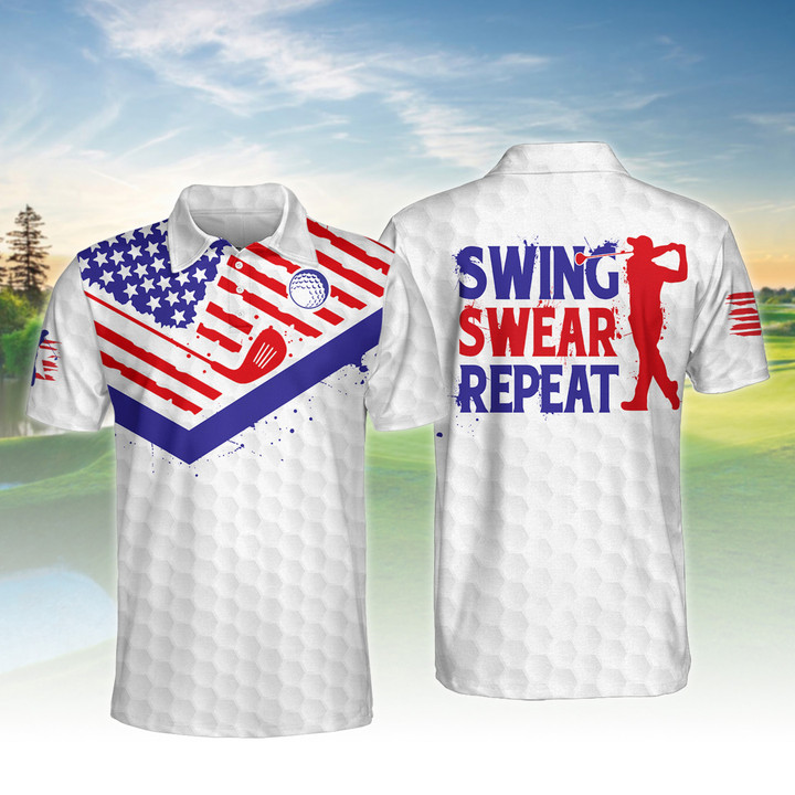 Swing Swear Repeat Men Golf Polo Shirt
