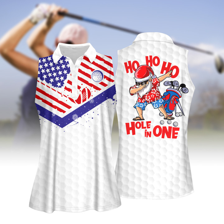 Ho Ho Ho Hole In One Women Short Sleeve Polo Shirt, Sleeveless Polo Shirt