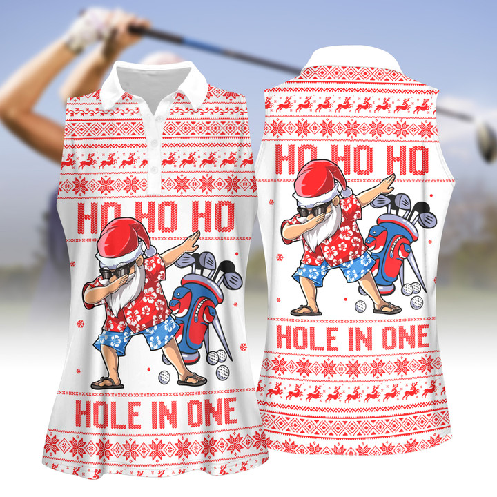 Ho Ho Ho Hole In One Ugly Style Women Short Sleeve Polo Shirt, Sleeveless Polo Shirt V2
