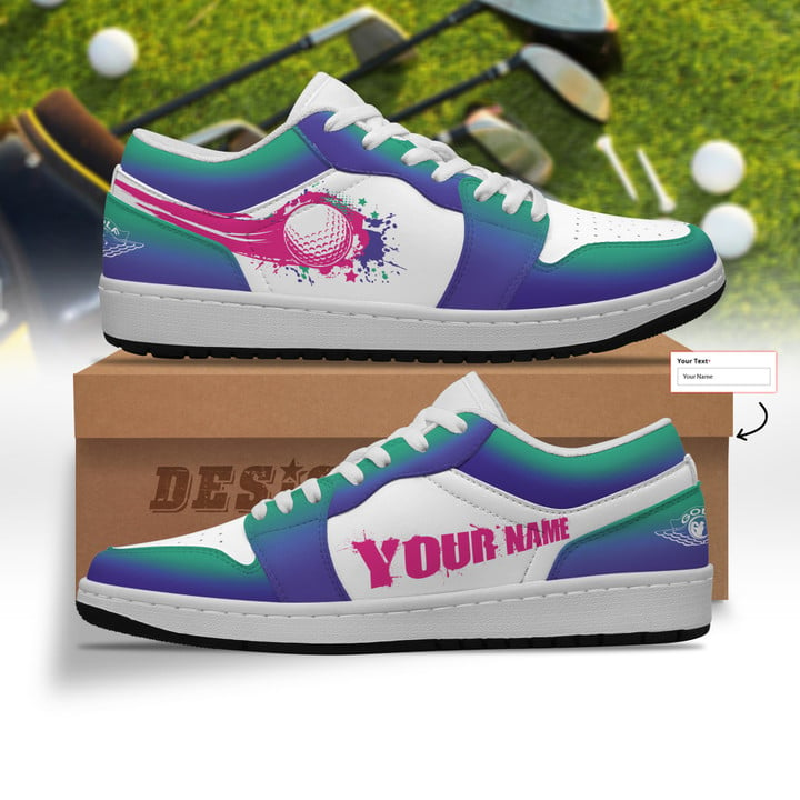Personalized Golf Gradient Color AJ Low Top Shoes
