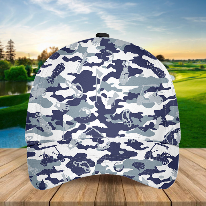 BLUE AND WHITE CAMOUFLAGE GOLF Cap