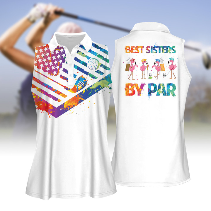 Best Sisters By Par Women Short Sleeve Polo Shirt, Sleeveless Polo Shirt, Golf Skort, Golf Cap