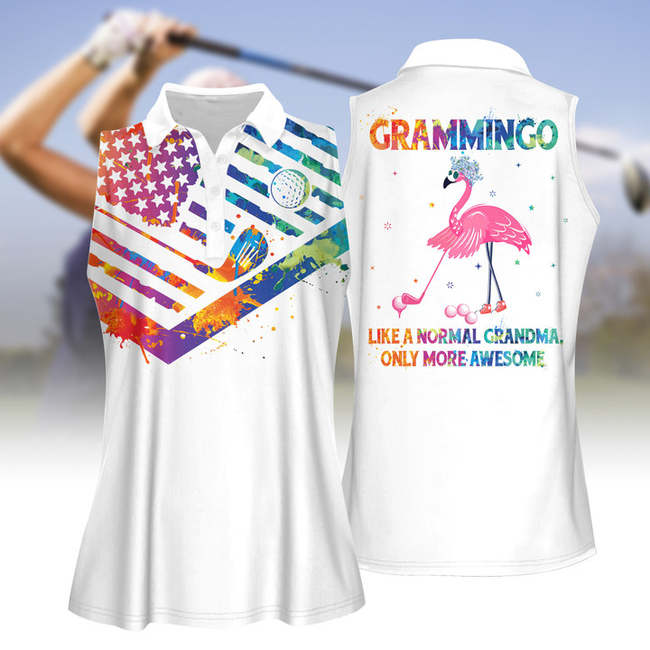 American Flag Watercolor Grammingo Golf Women Short Sleeve Polo Shirt, Sleeveless Polo Shirt, Golf Skort, Golf Cap