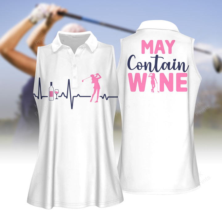 Heart Beat Style May Contain Wine Golf Women Short Sleeve Polo Shirt, Sleeveless Polo Shirt, Golf Skort, Golf Cap