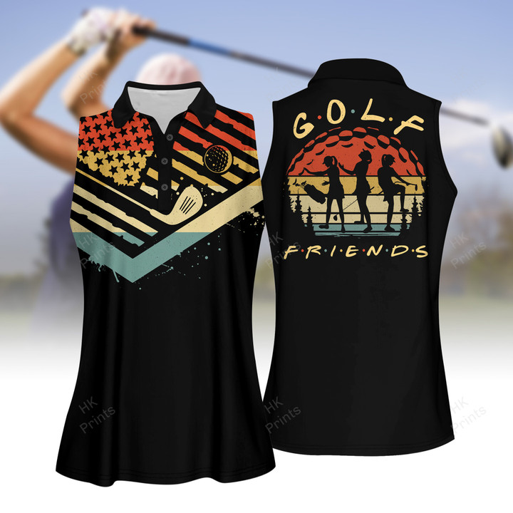 Golf Friends Retro Style Funny Women Short Sleeve Polo Shirt, Sleeveless Polo Shirt, Golf Skort, Golf Cap