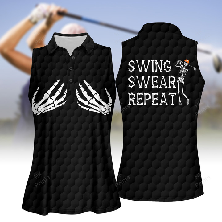 Swing Swear Repeat Golf Skeleton Hand Halloween Version Golf Apparels
