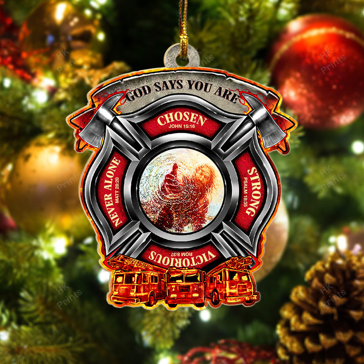 God Says You Are Firefighter Ornament V2